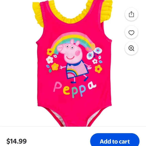 Peppa Pig Ruffled One-Piece Swimsuit Size 3T - Picture 12 of 12